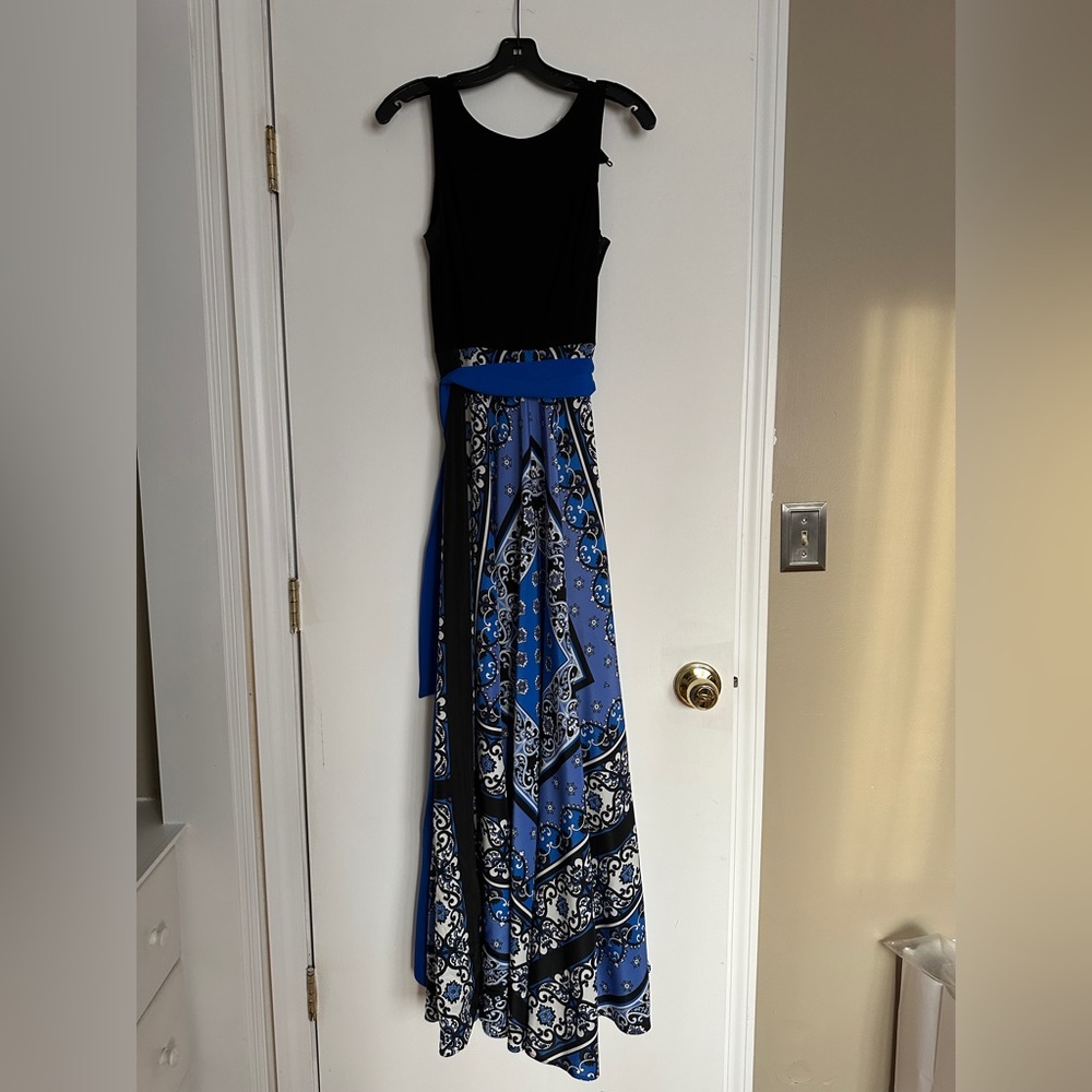 Long Eliza J scarf dress.